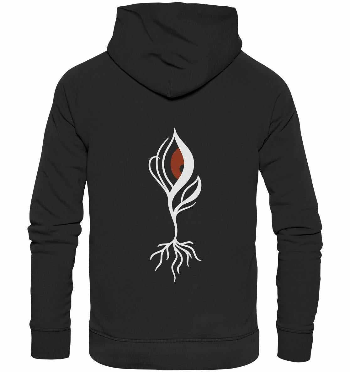 Vegan und Bio Hoodie: Minimalist bloody Eye - Plant 2 mit floralem Design und Kängurutasche aus umweltfreundlicher Bio-Baumwolle.