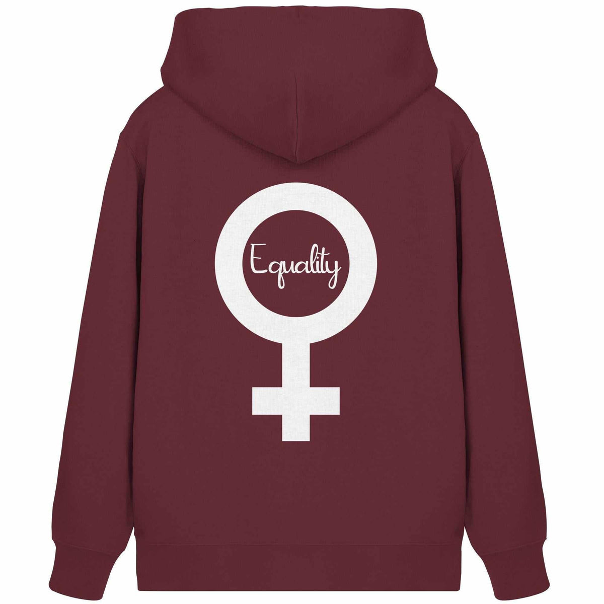 Bordeauxroter Hoodie mit Kapuze und Equality-Logo im Kreis