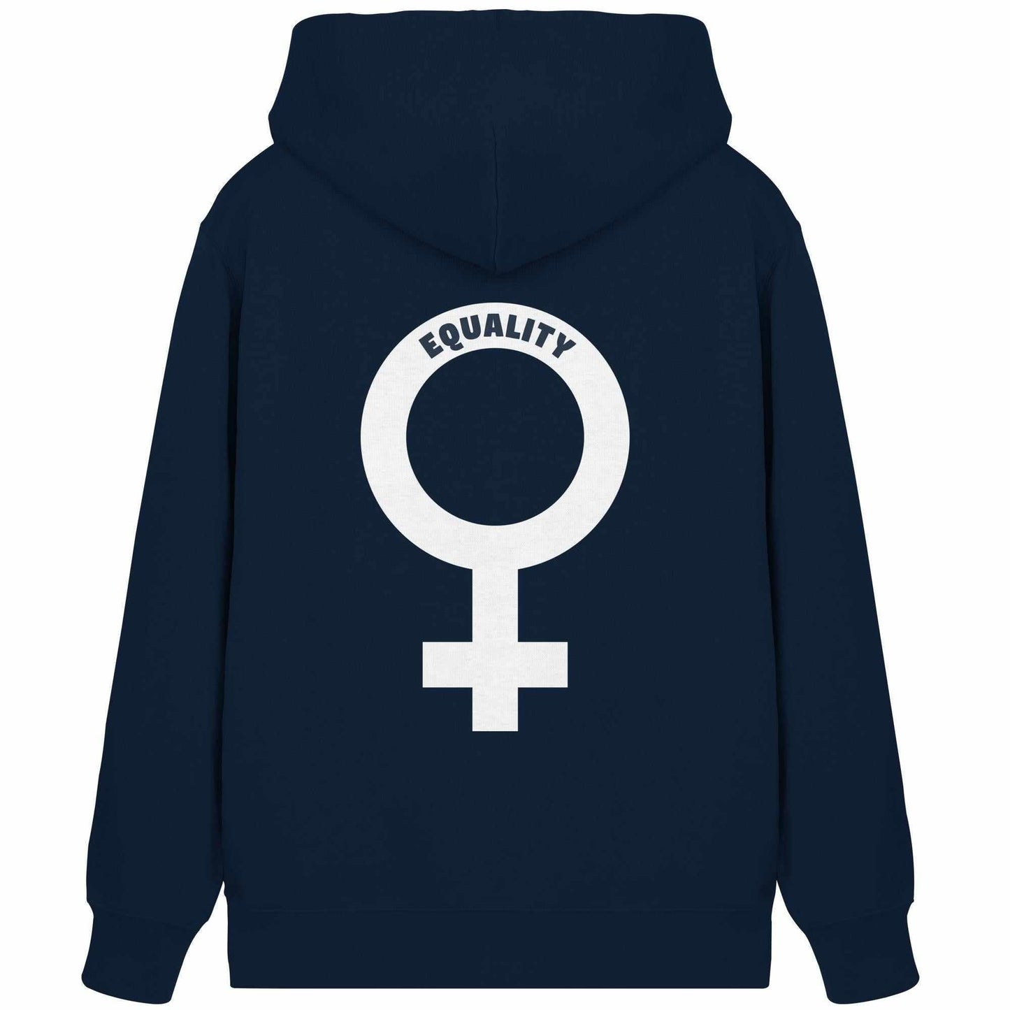 Vegan und Bio Zipper Hoodie mit Venussymbol, feministisches Design, aus Biobaumwolle und recyceltem Polyester, Kapuze, Kängurutasche, von RUDE REBEL.