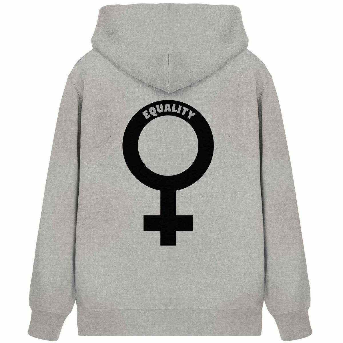Grau melierter Reißverschluss-Hoodie mit großem Equality-Symbol und Schriftzug
