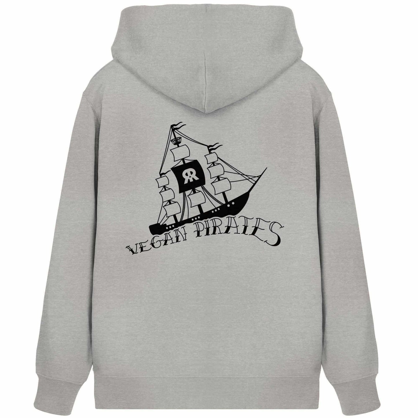 Vegan und Bio Zipper Hoodie: Vegan Pirates mit Piratenschiff-Design, verkörpert vegane und nachhaltige Mode der Marke RUDE REBEL.