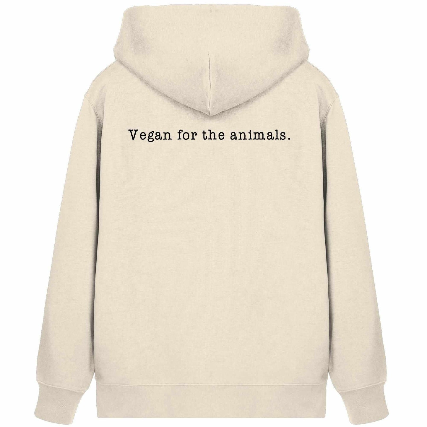 Vegan und Bio Zipper Hoodie mit schwarzem Text, normale Passform, Bio-Baumwolle, recyceltes Polyester, Kapuze, Kängurutasche, von RUDE REBEL.