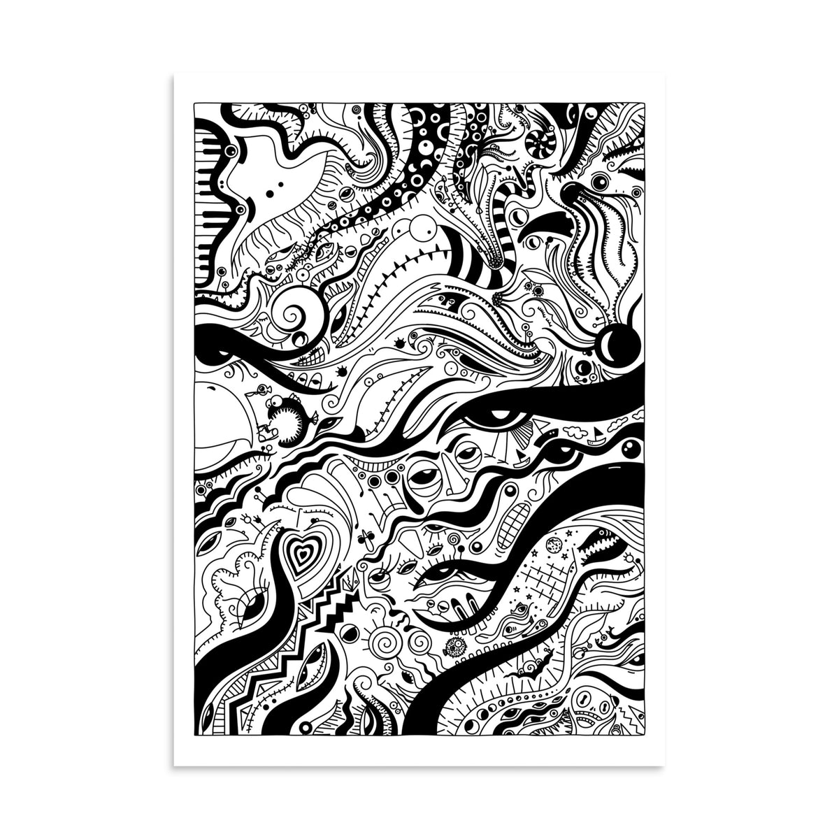 Veganes Poster mit abstraktem Schwarzweiß-Ornament