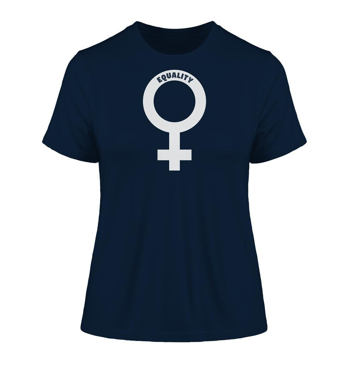 Vegan und Bio Ladies Shirt mit Venussymbol, zeigt feministische Botschaft; aus 100% Bio-Baumwolle, nachhaltig produziert, symbolisiert Frauenrechte und Gleichberechtigung.