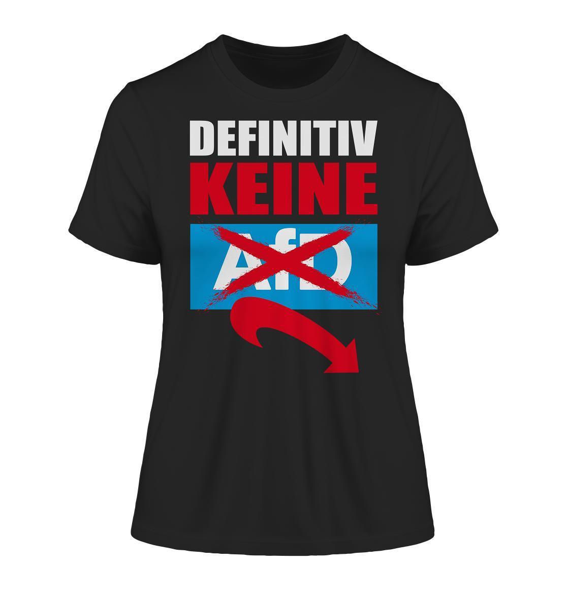 Vegan und Bio Ladies Shirt mit rotem und blauem Text, aus 100% Bio-Baumwolle, symbolisiert ein Statement gegen Rechts, von RUDE REBEL.