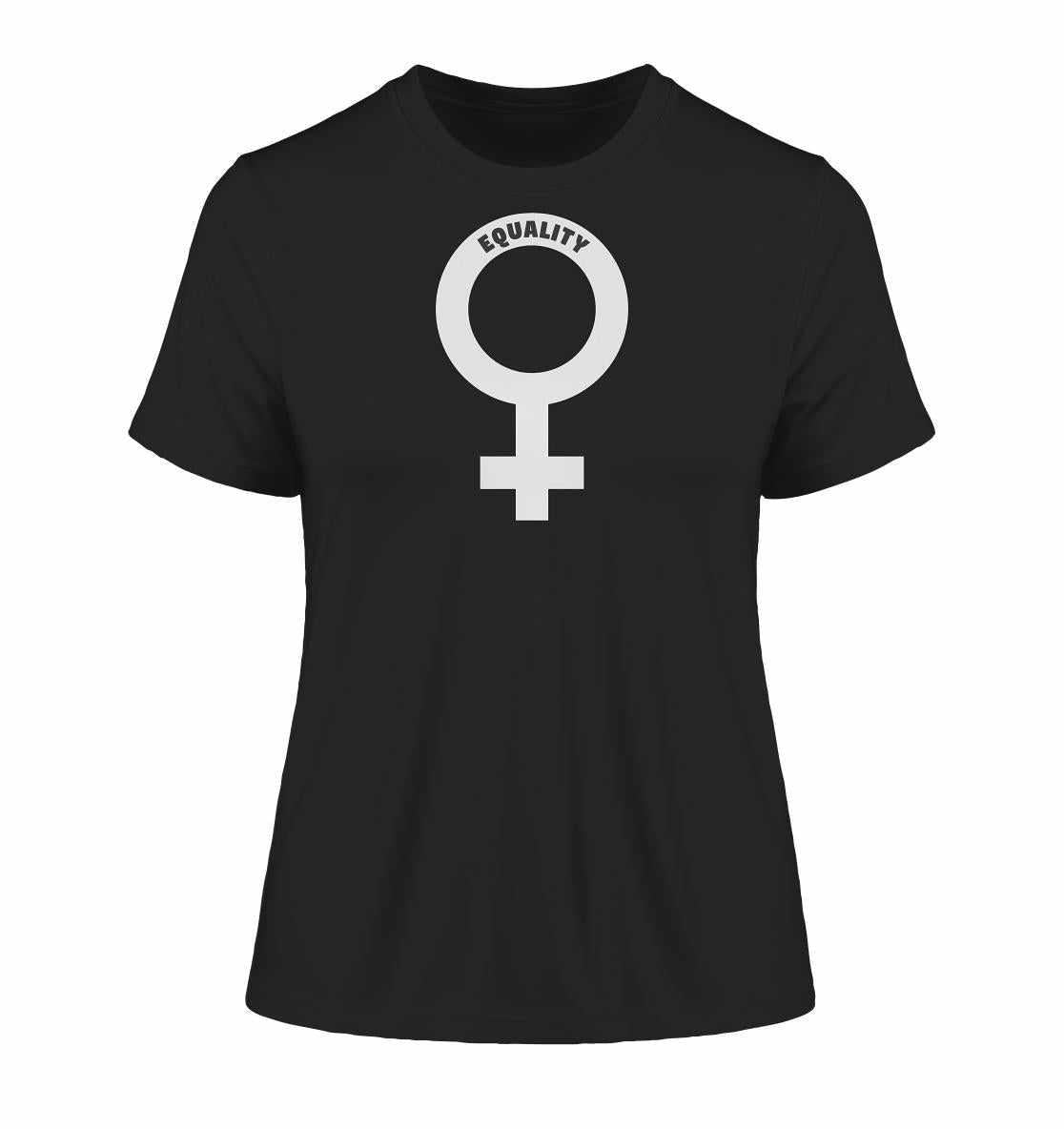 Vegan und Bio Ladies Shirt mit Venussymbol, aus 100% Bio-Baumwolle, symbolisiert feministische Botschaft und weltweite Gleichberechtigung der Frauen.