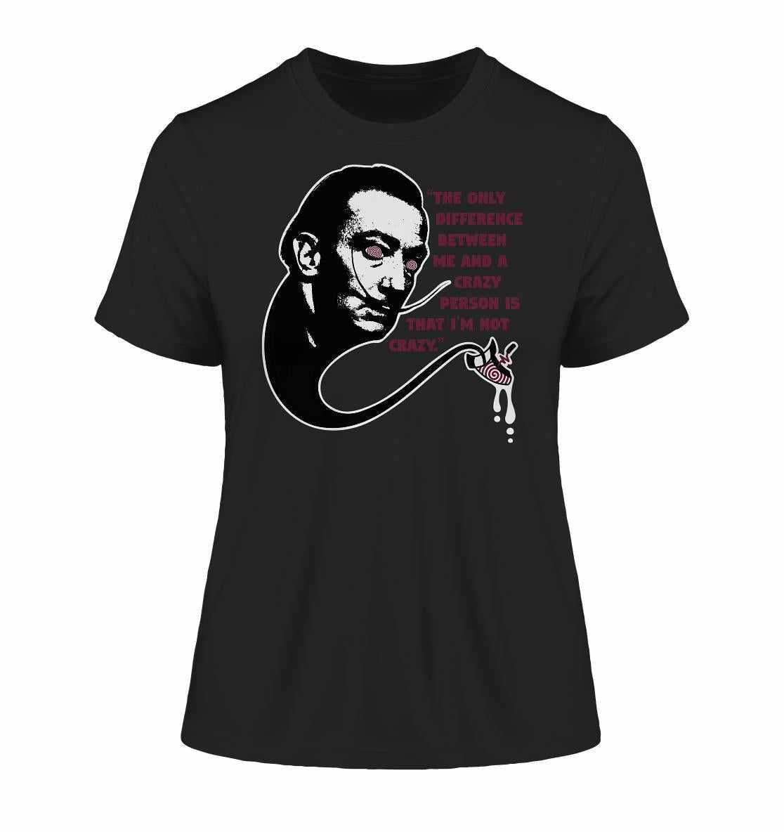 Vegan und Bio Ladies Shirt: Crazy Dali mit surrealistischem Design von Salvador Dali, aus 100 % Bio-Baumwolle, hergestellt von RUDE REBEL.