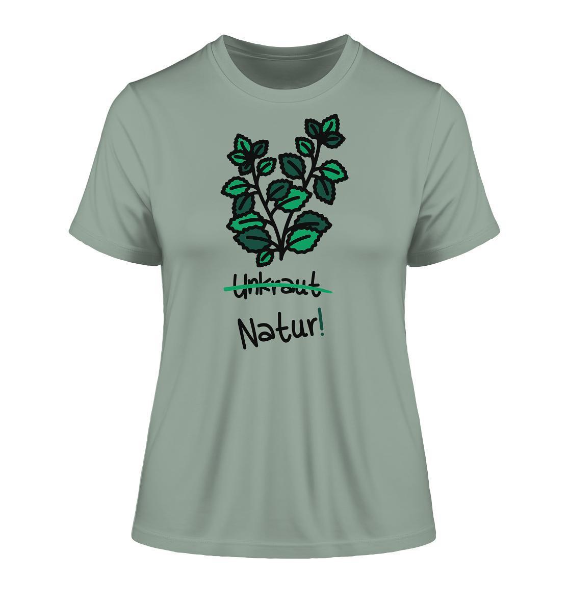 Vegan und Bio Ladies Shirt mit Brennnessel-Design, symbolisiert Naturschutz, aus 100% Bio-Baumwolle, umweltfreundlich und vegan produziert, von RUDE REBEL.