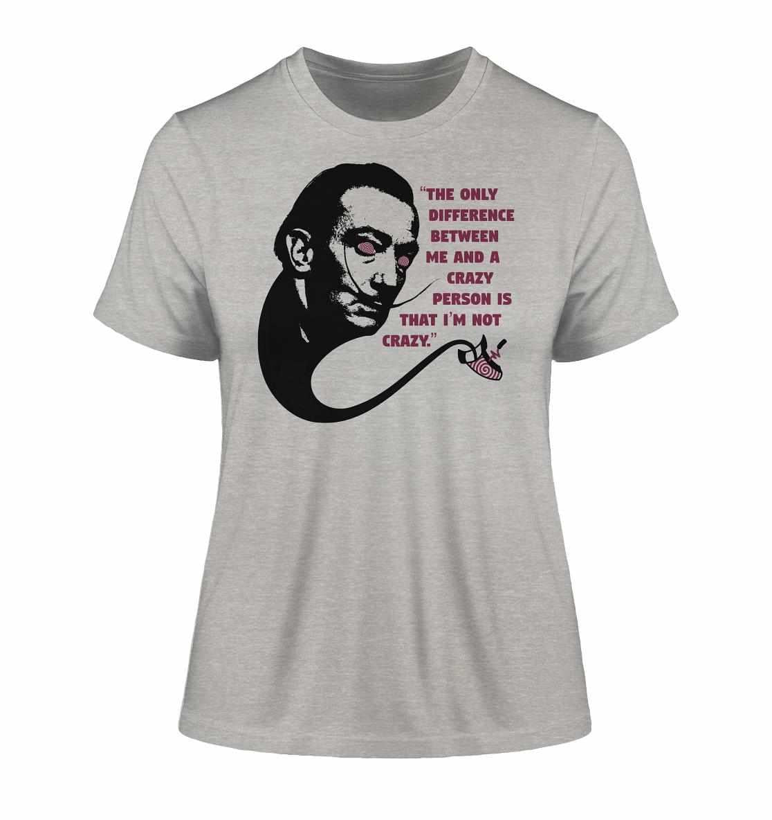 Vegan und Bio Ladies Shirt: Crazy Dali mit surrealistischem Grafikdesign eines Mannes mit roten Augen, aus umweltfreundlicher Bio-Baumwolle.