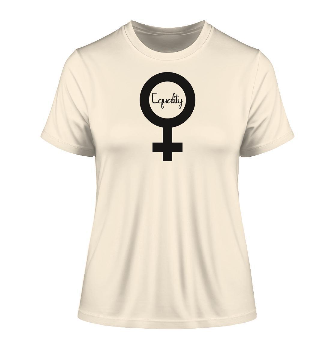 Vegan und Bio Ladies Shirt mit schwarzem Kreuzsymbol, aus 100% Bio-Baumwolle. Unterstützt Feminismus und Gleichberechtigung der Frauen weltweit.