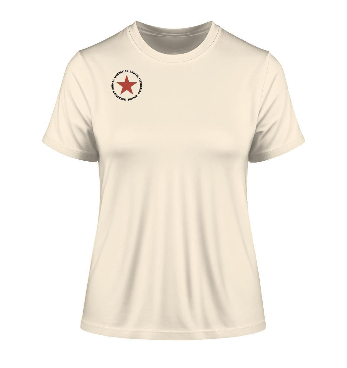 Vegan und Bio Ladies Shirt mit rotem Stern für Tierrechte, aus umweltfreundlicher Bio-Baumwolle.