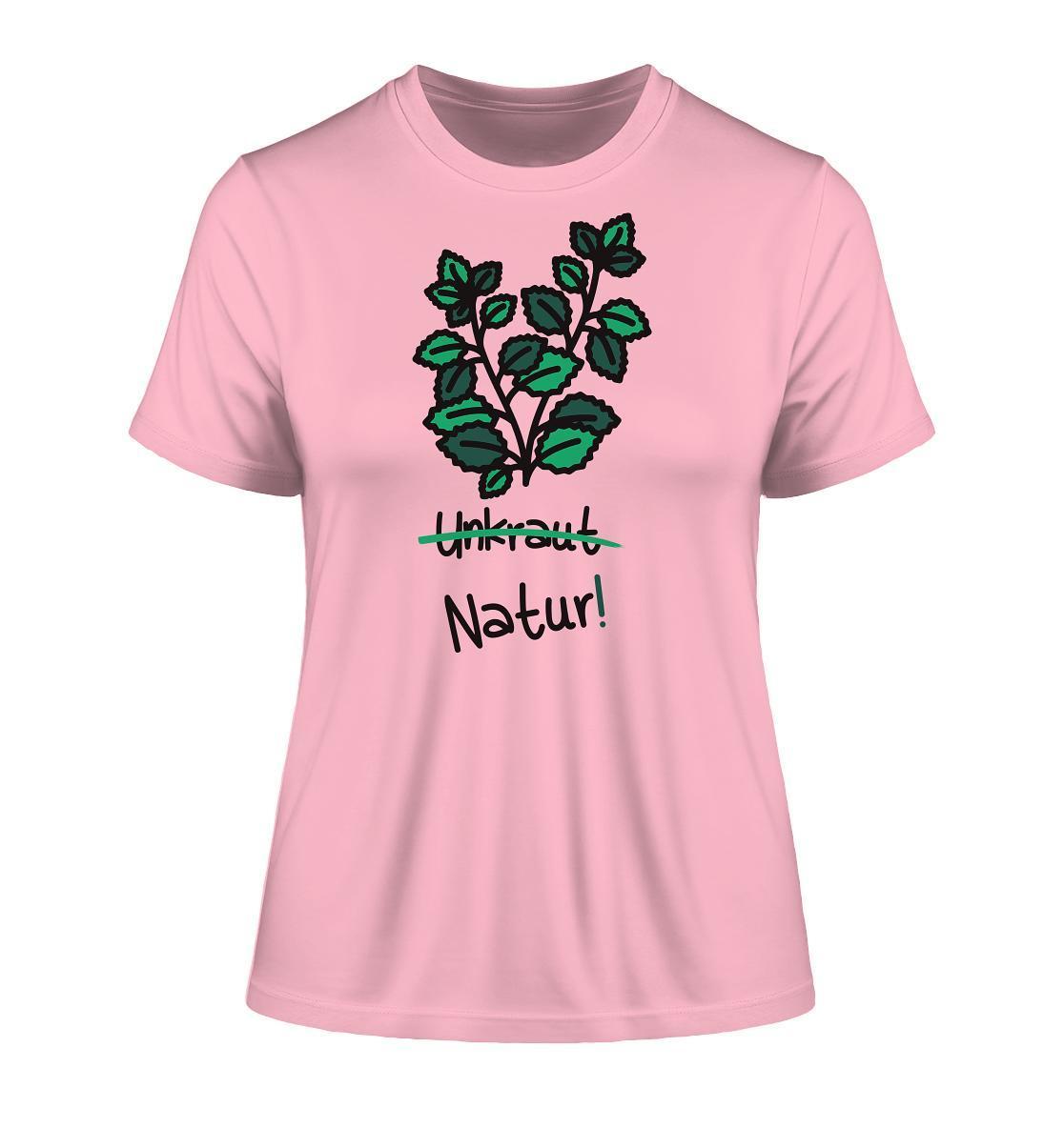Vegan und Bio Ladies Shirt mit Pflanzenmotiv, umweltfreundlich produziert aus Biobaumwolle, symbolisiert Naturschutz und hinterfragt den Begriff Unkraut.