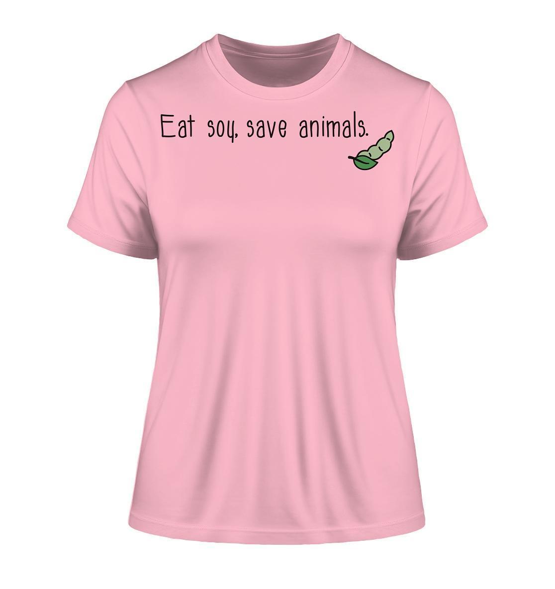 Vegan und Bio Ladies Shirt mit schwarzem Text, der Veganismus fördert. Hergestellt aus 100% Bio-Baumwolle, betont es tierfreundliche und nachhaltige Ernährung.