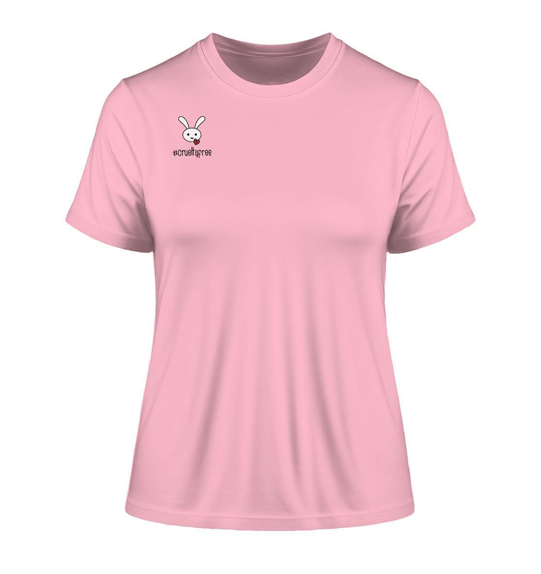Vegan und Bio Ladies Shirt: Crueltyfree Bunny mit Häschen und Herzmotiv, aus 100% Bio-Baumwolle, steht für vegane Bewegung und Tierschutz.