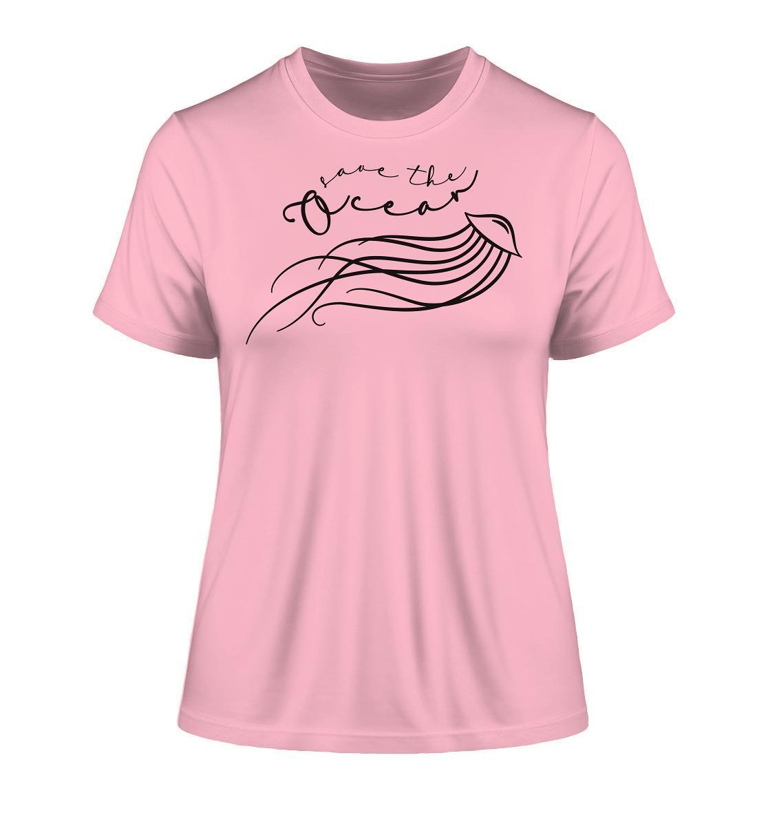 Vegan und Bio Ladies Shirt: Save the Ocean - Minimalist Jellyfish mit Quallen-Grafik, aus Bio-Baumwolle, fördert Meeresschutz.