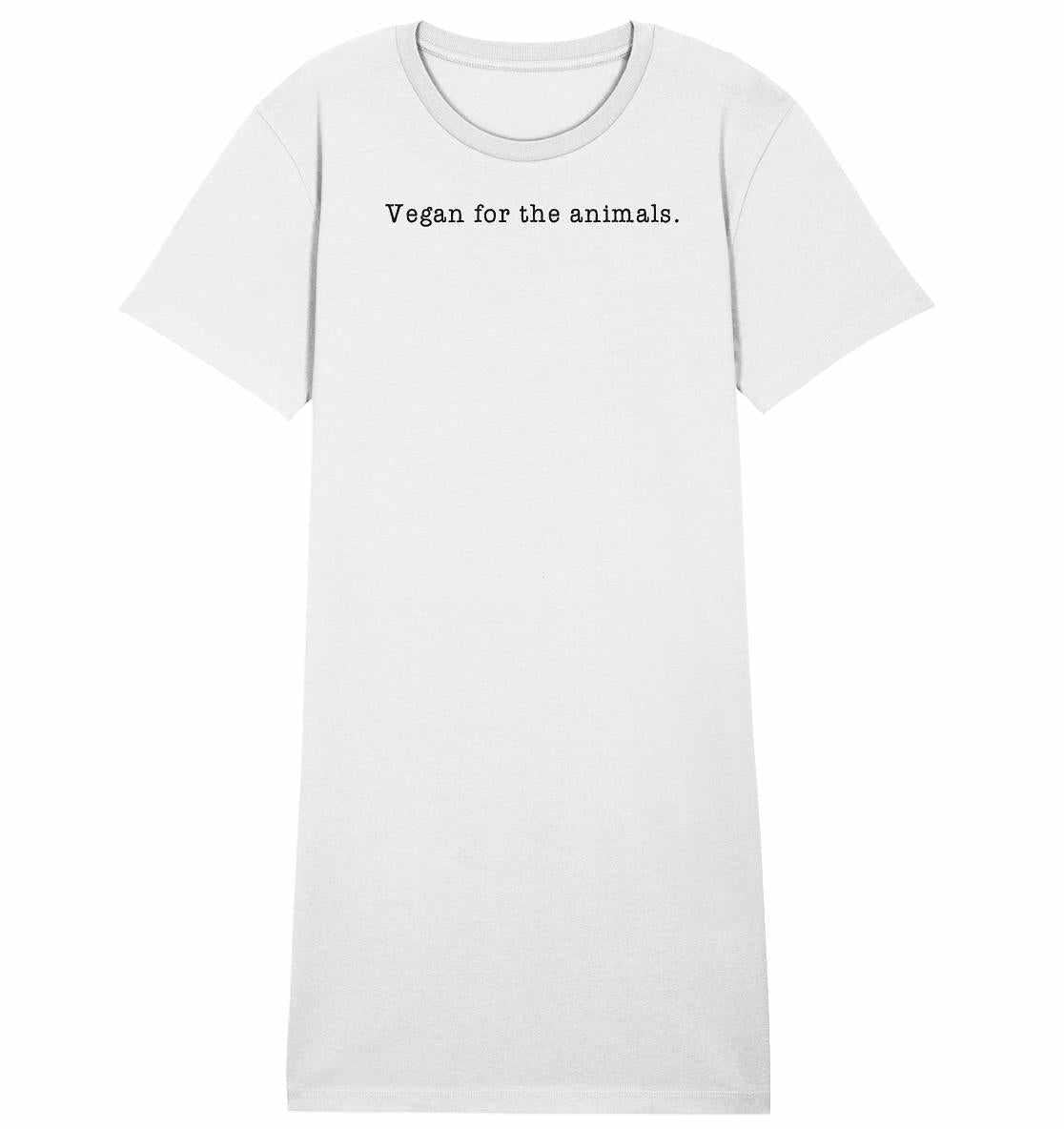 Vegan und Bio Shirt Kleid: Minimalism Design - Weißes T-Shirt mit schwarzem Text, 100 % Bio-Baumwolle, normale Passform, repräsentiert vegane und nachhaltige Werte von RUDE REBEL.