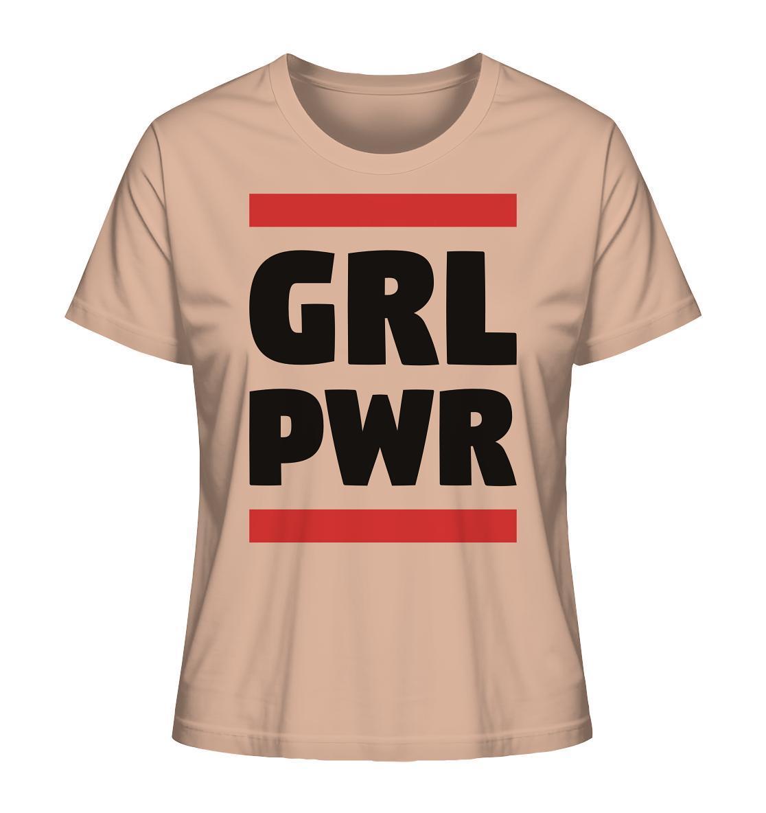 Vegan und Bio Ladies Shirt: GIRL POWER, Frauen-T-Shirt mit feministischer Botschaft aus 100% Bio-Baumwolle, nachhaltig und umweltfreundlich produziert, zeigt Stärke und Emanzipation.