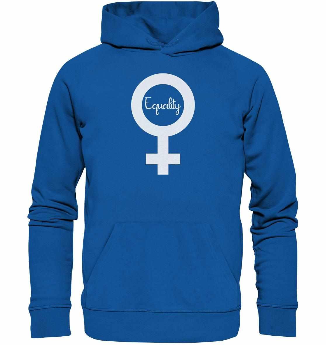 Vegan und Bio Hoodie: Feminismus - Der Kampf um Gleichberechtigung mit feministischem Symbol, hergestellt aus Bio-Baumwolle und Recyclingmaterialien, unterstützt Frauenrechte.