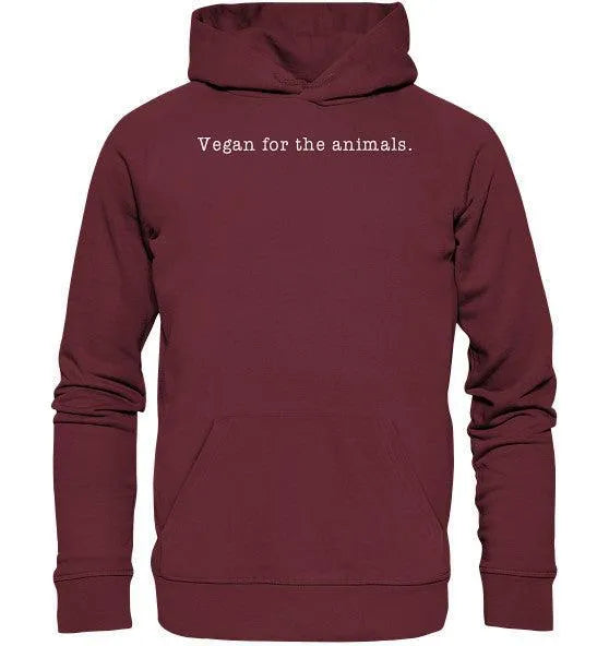 Burgunderroter Hoodie mit Kapuze, Kängurutasche und Schriftzug vorne
