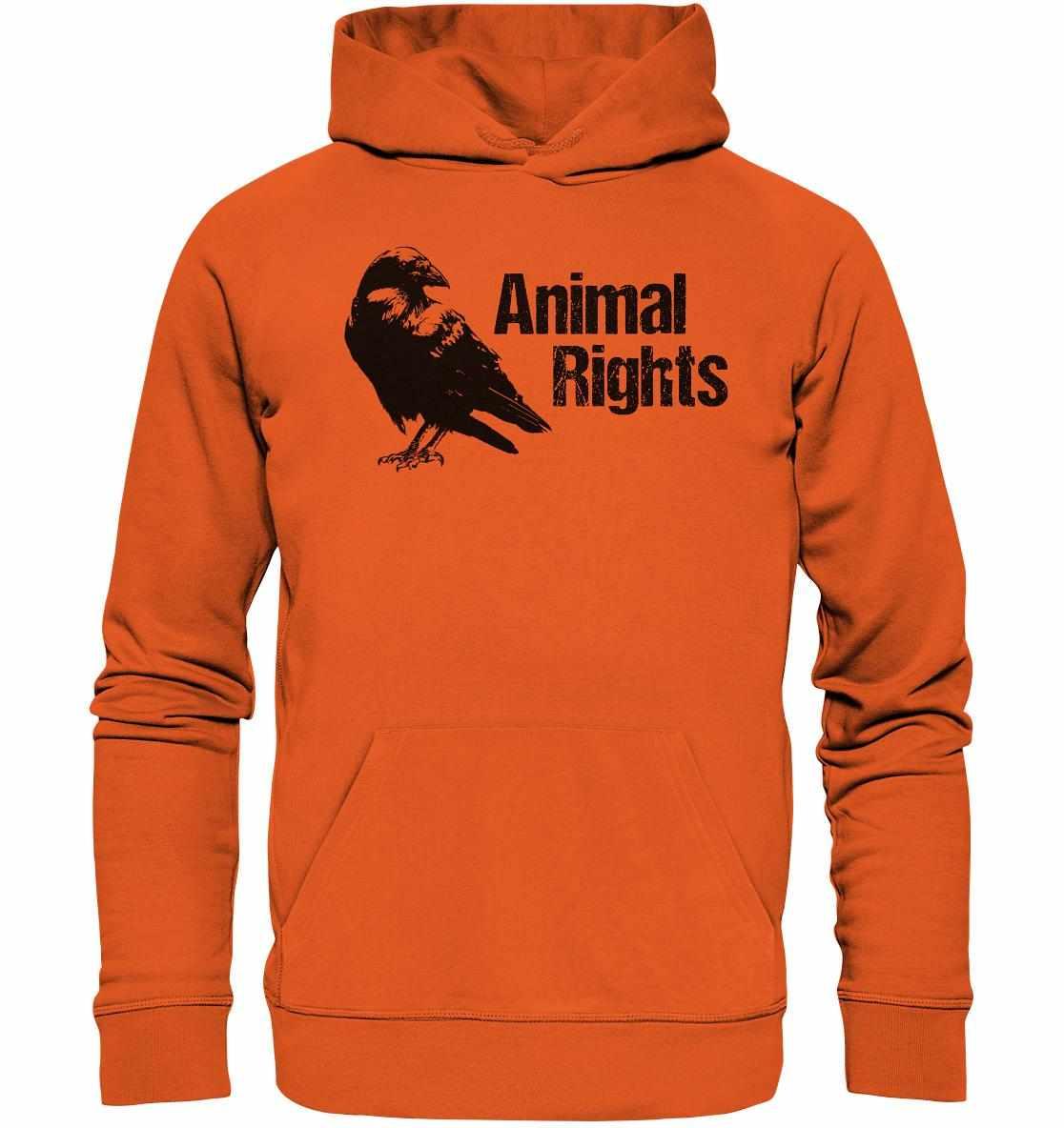 Vegan und Bio Hoodie: Raven - Animal Rights mit schwarzem Vogelmotiv, aus umweltfreundlichen Materialien, symbolisiert Freiheit und Tierschutz. Nachhaltige Mode von RUDE REBEL.