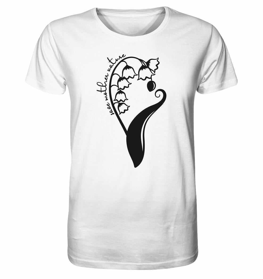Vegan und Bio Unisex Shirt mit minimalistischem Blumenmuster und Botschaft Rettet Mutternatur, aus reiner Bio-Baumwolle, für Naturschützer und Blumenkinder.
