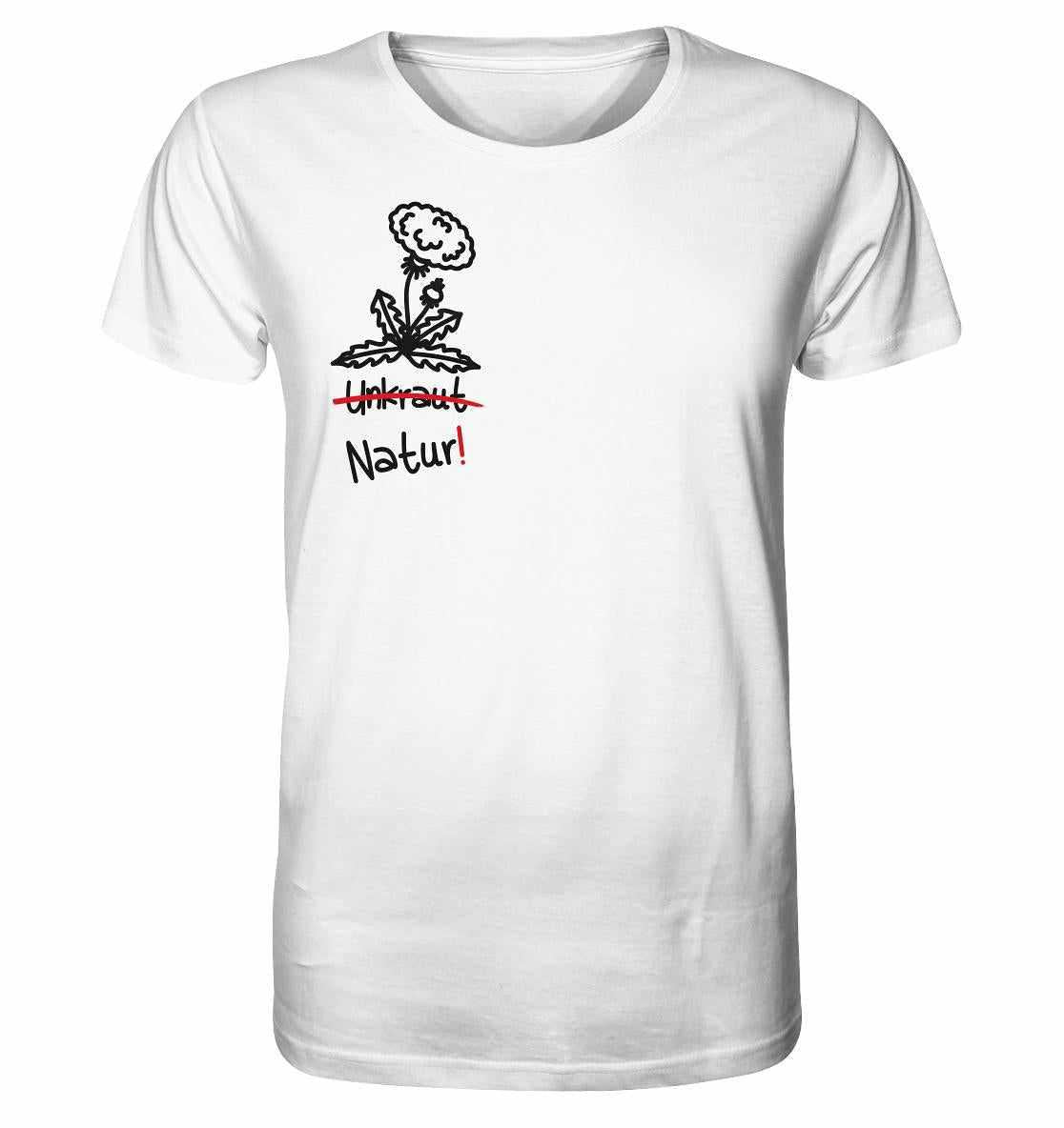 Vegan und Bio Unisex Shirt mit Löwenzahn-Motiv, betont Naturschutz. Hergestellt aus 100 % Bio-Baumwolle, normaler Schnitt, von RUDE REBEL.