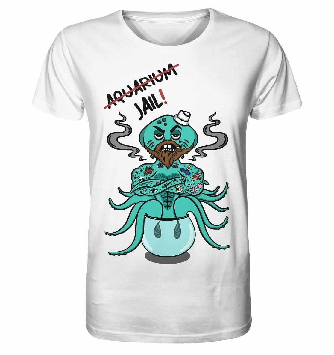 Vegan und Bio Unisex Shirt mit Cartoon-Oktopus-Design, setzt ein Statement für Tierrechte und Meereslebewesen. Hergestellt aus 100% Bio-Baumwolle.