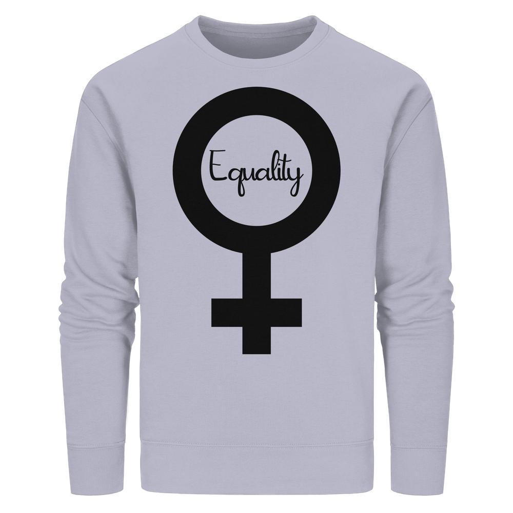 Vegan und Bio Unisex Sweatshirt mit Venus-Symbol und Equality-Schriftzug, symbolisiert Feminismus und Gleichberechtigung, aus Bio-Baumwolle und recyceltem Polyester, von RUDE REBEL.