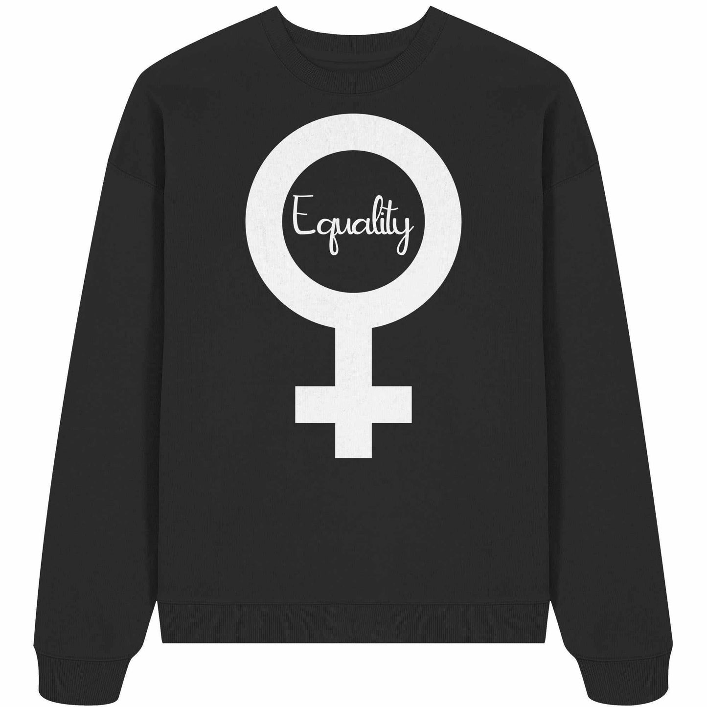 Vegan und Bio Oversized Sweatshirt mit weißem Symbol, thematisiert Feminismus und Gleichberechtigung, gefertigt aus 100% Bio-Baumwolle, von RUDE REBEL.