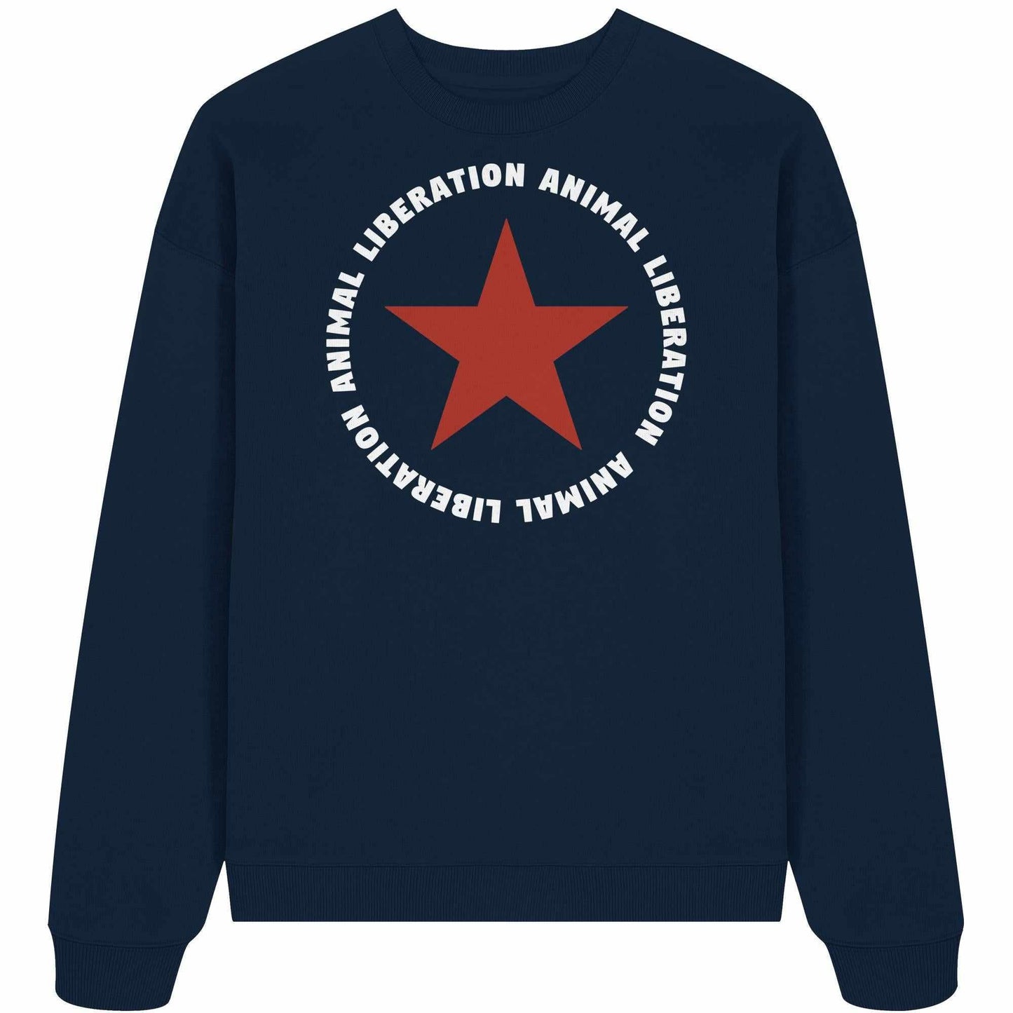 Vegan und Bio Oversized Sweatshirt mit rotem Sternmotiv für Tierrechte, aus 100% Bio-Baumwolle, Oversized Fit, von RUDE REBEL.