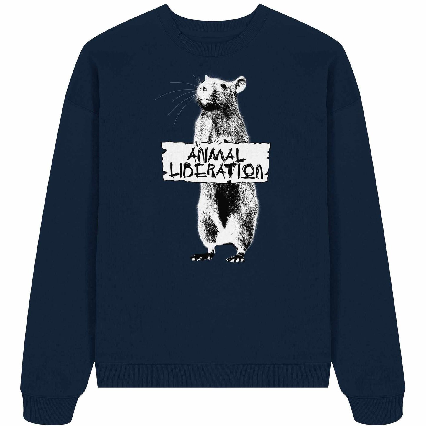 Veganes und biologisches Oversized Sweatshirt mit Bärendesign, inspiriert von Banksy. Hergestellt aus 100% Bio-Baumwolle, ideal für Tierbefürworter von RUDE REBEL.