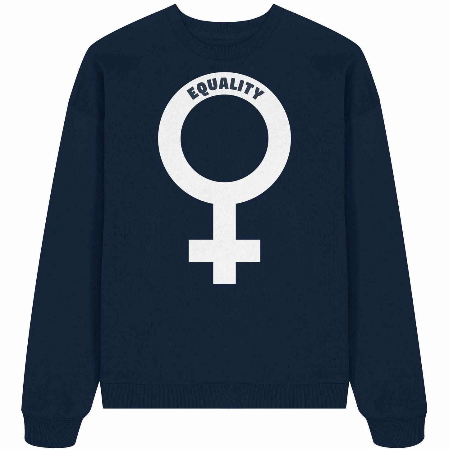 Vegan und Bio Oversized Sweatshirt mit Venussymbol, feministisches Design. Gefertigt aus 100% Bio-Baumwolle, betont Gleichberechtigung und Nachhaltigkeit.