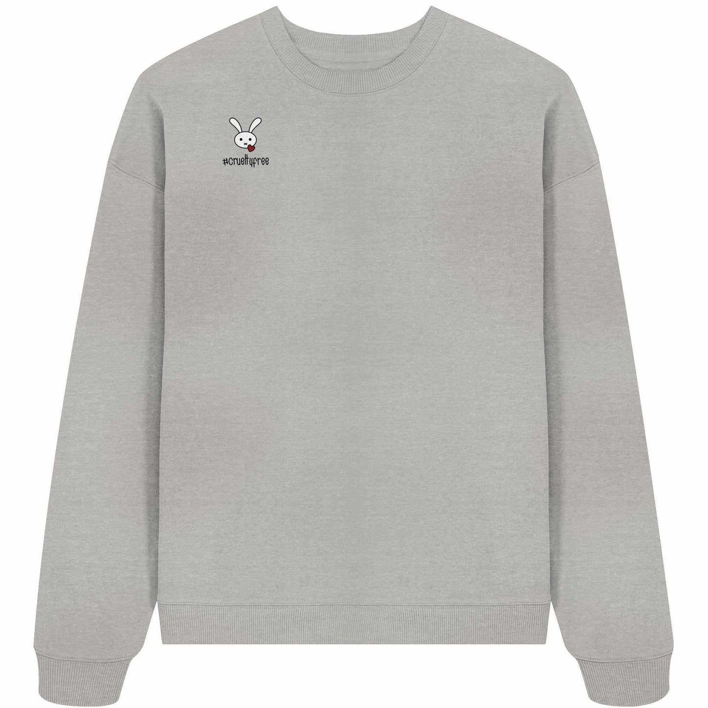 Vegan und Bio Oversized Sweatshirt: Crueltyfree Bunny, mit Hasenmotiv und Herz, aus 100% Bio-Baumwolle, oversized Schnitt, nachhaltiges Design von RUDE REBEL.