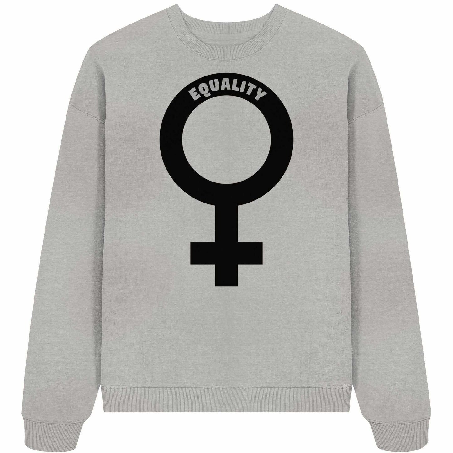 Vegan und Bio Oversized Sweatshirt mit Venussymbol und fetten Lettern, aus 100% Bio-Baumwolle, repräsentiert feministische Botschaft und nachhaltiges Design von RUDE REBEL.