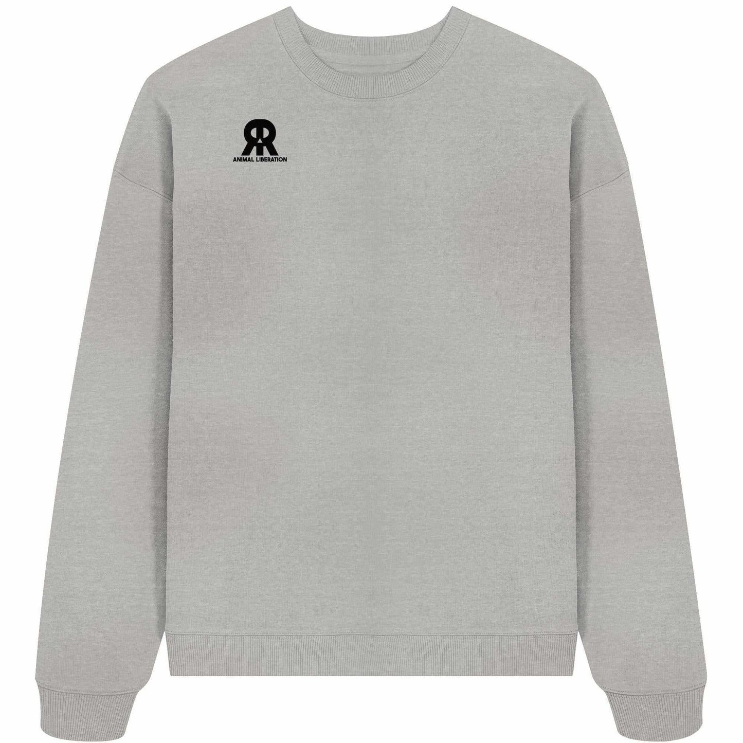 Vegan und Bio Oversized Sweatshirt mit Totenkopf-Logo, aus 100% Bio-Baumwolle, rebellisches Design von RUDE REBEL, perfekt für Tierrechts- und Umweltschutz-Enthusiasten.