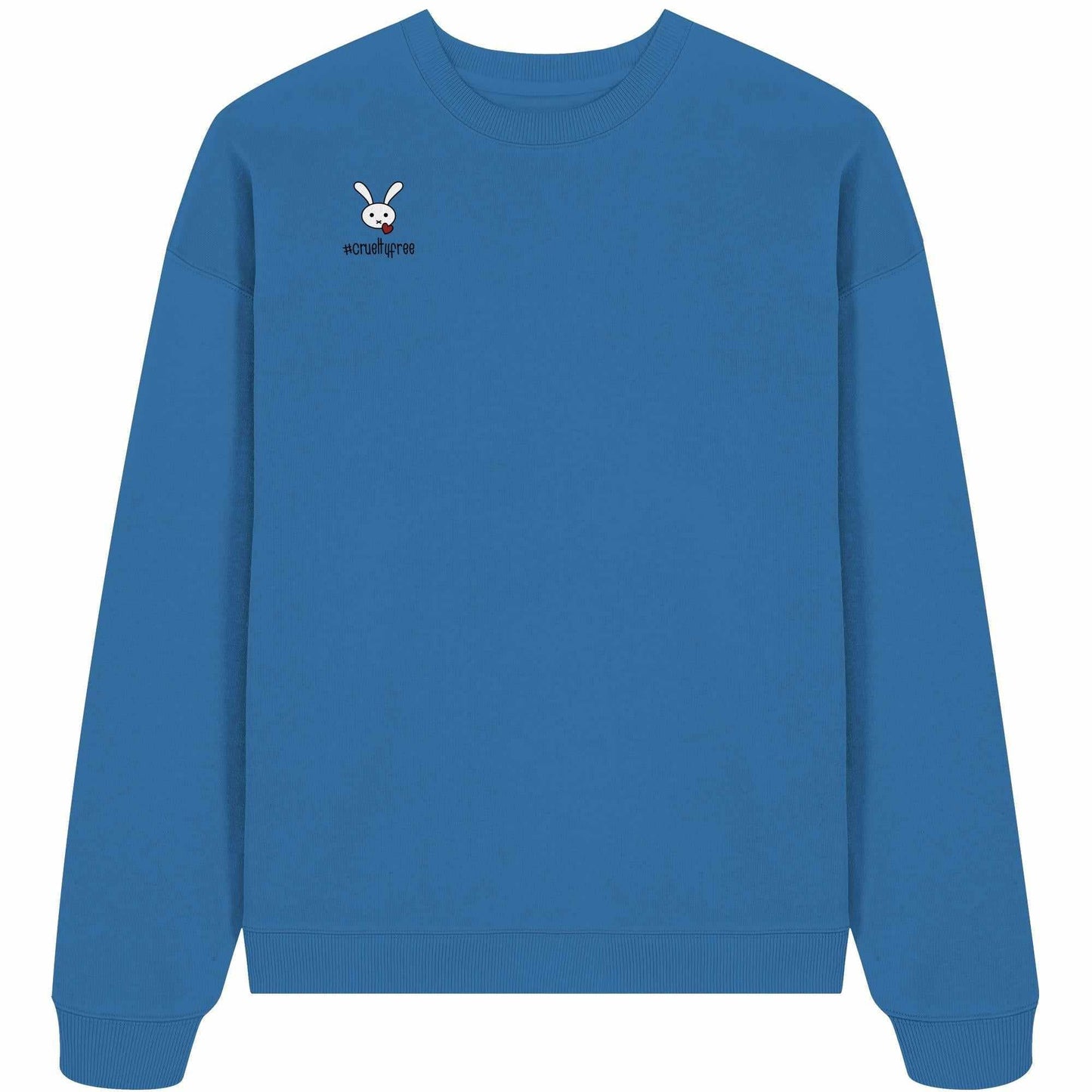 Vegan und Bio Oversized Sweatshirt: Crueltyfree Bunny mit aufgedrucktem Hasenmotiv und Herz, aus 100% Bio-Baumwolle, rebellisches Design von RUDE REBEL.