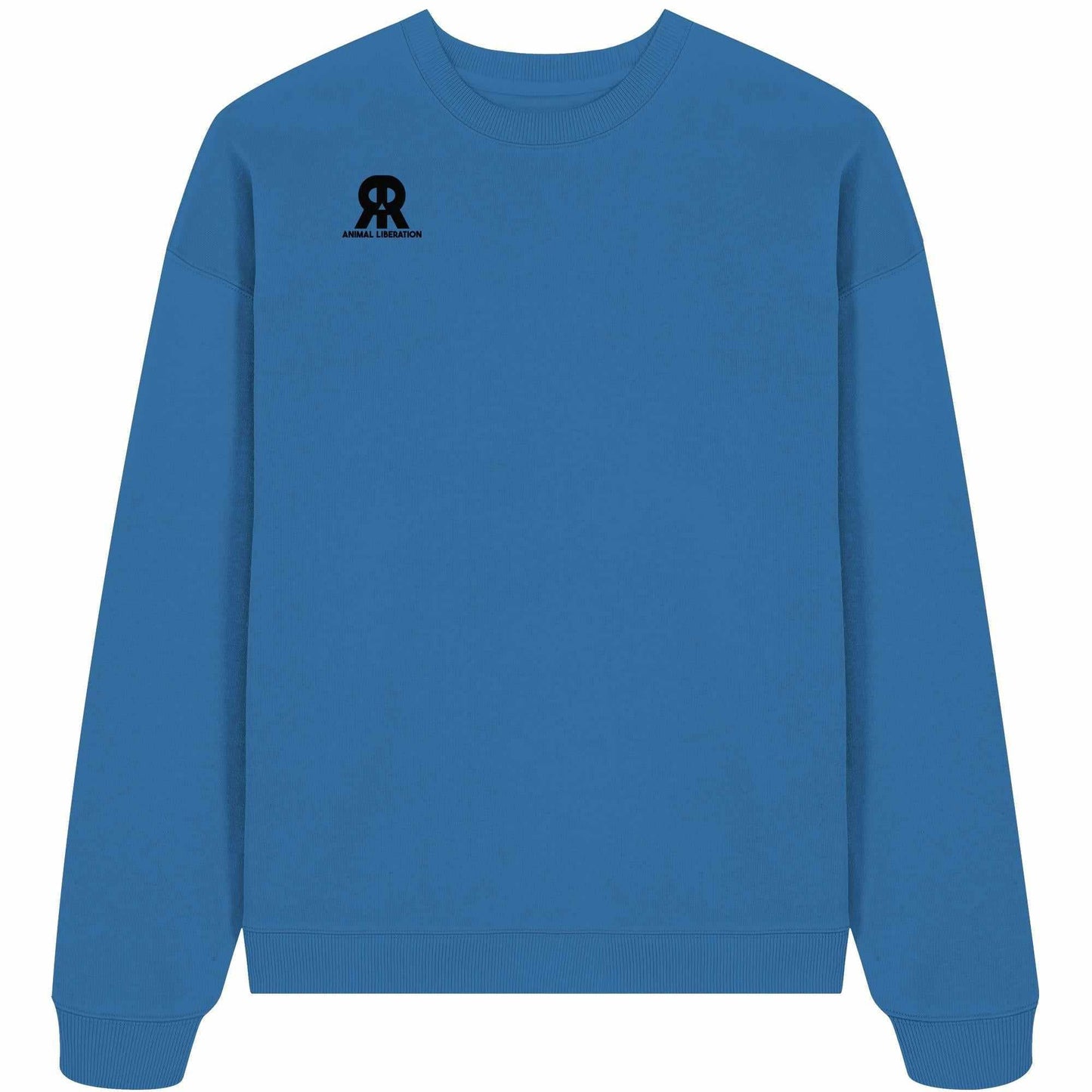 Vegan und Bio Oversized Sweatshirt: RUDE REBEL Skull - Animal Liberation mit Totenkopf-Logo, aus 100% Bio-Baumwolle, oversized Schnitt, rebellisches Design für Veganer.