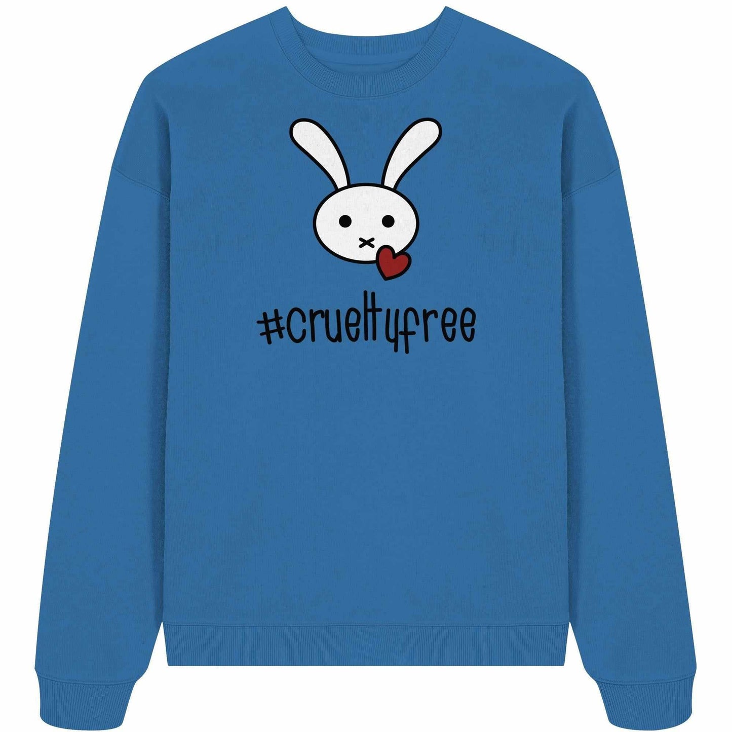Vegan und Bio Oversized Sweatshirt: Crueltyfree Bunny BIG mit Cartoon-Hase, 100% Bio-Baumwolle, oversized Schnitt, ideal für tierfreundliche, nachhaltige Mode von RUDE REBEL.