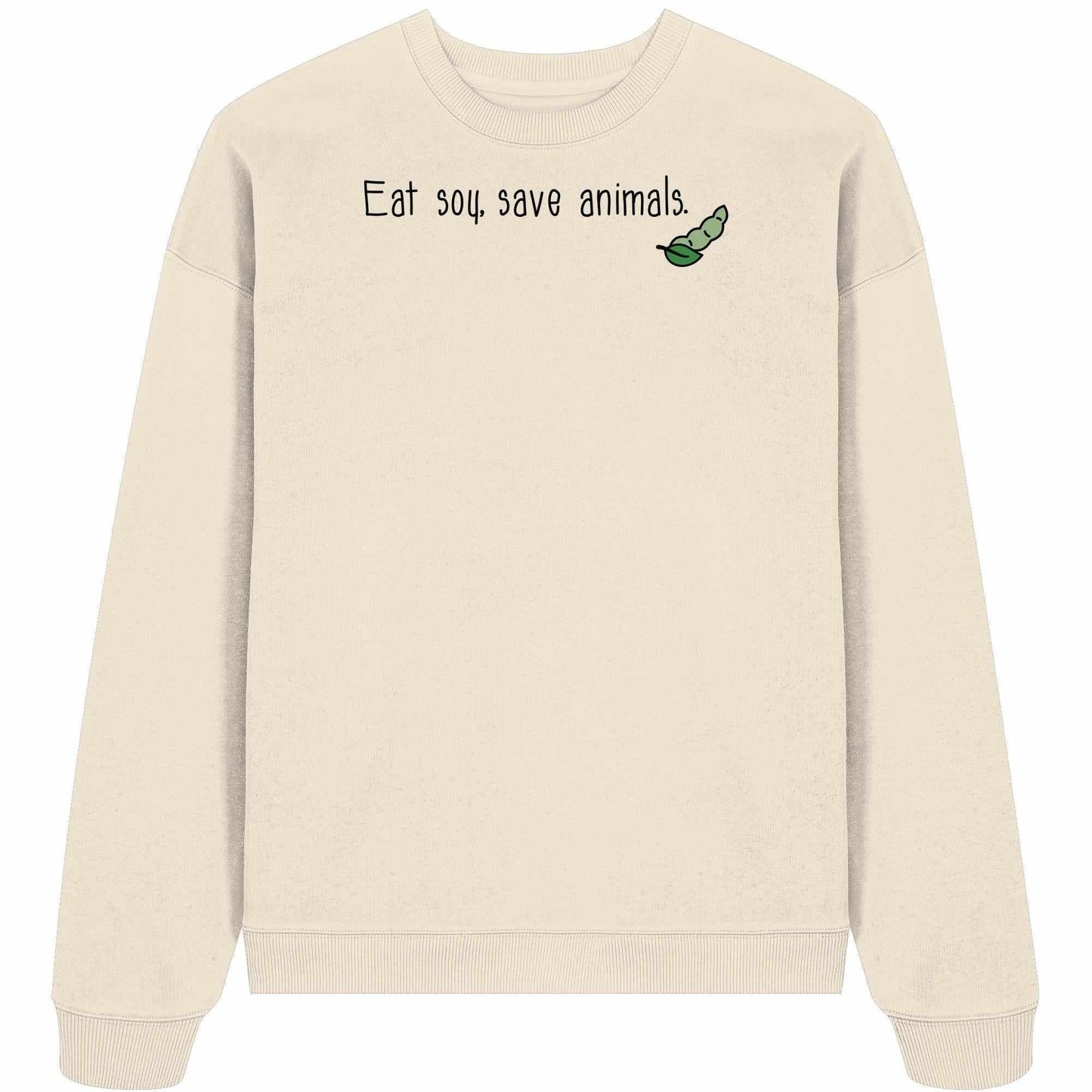 Vegan und Bio Oversized Sweatshirt mit grünem Raupenmotiv und veganem Statement-Aufdruck, aus 100% Bio-Baumwolle, betont umweltfreundliches und tierfreundliches Design von RUDE REBEL.