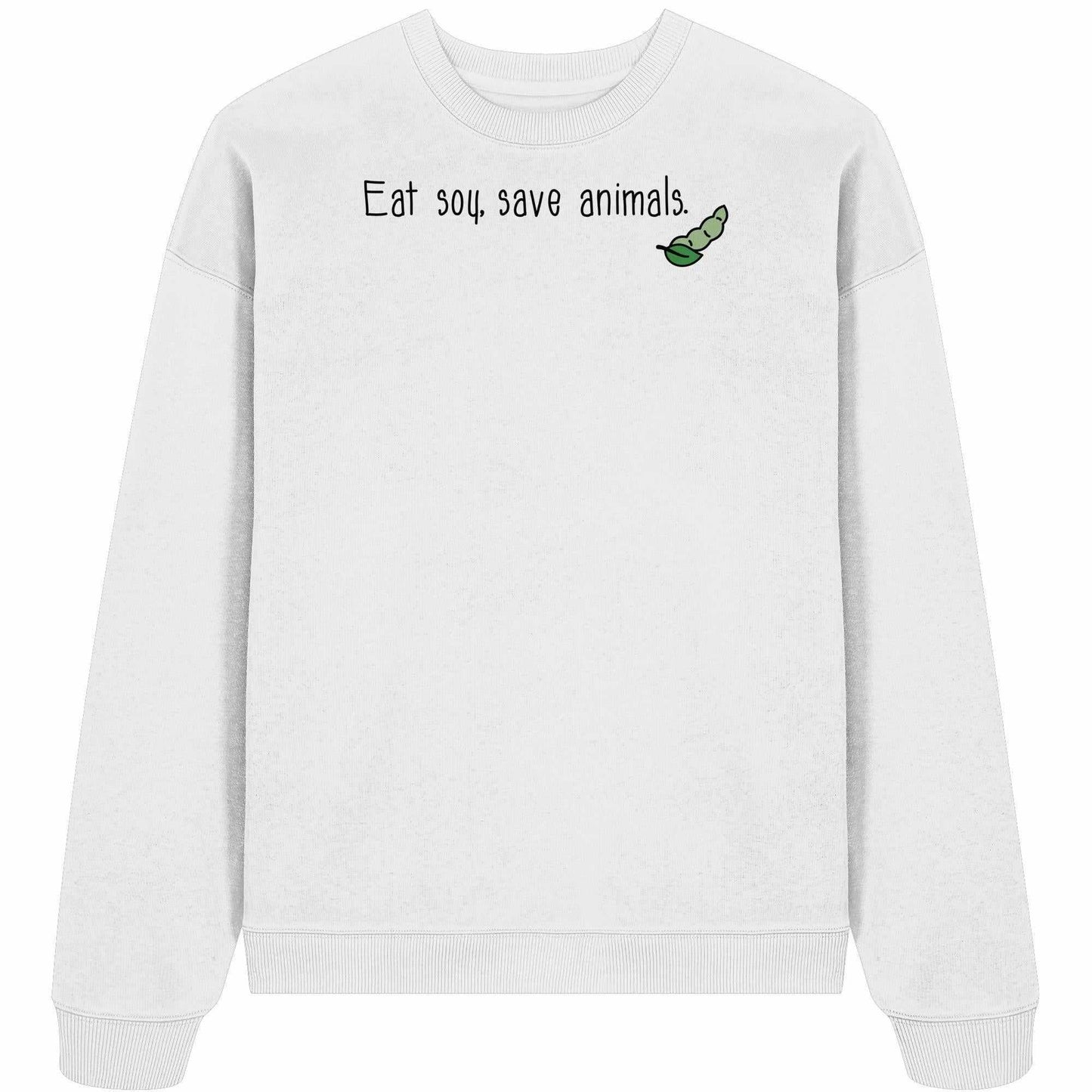 Vegan und Bio Oversized Sweatshirt mit grünem Raupenmuster; aus 100% Bio-Baumwolle, rebellisches Design von RUDE REBEL, betont Tierschutz und Nachhaltigkeit.
