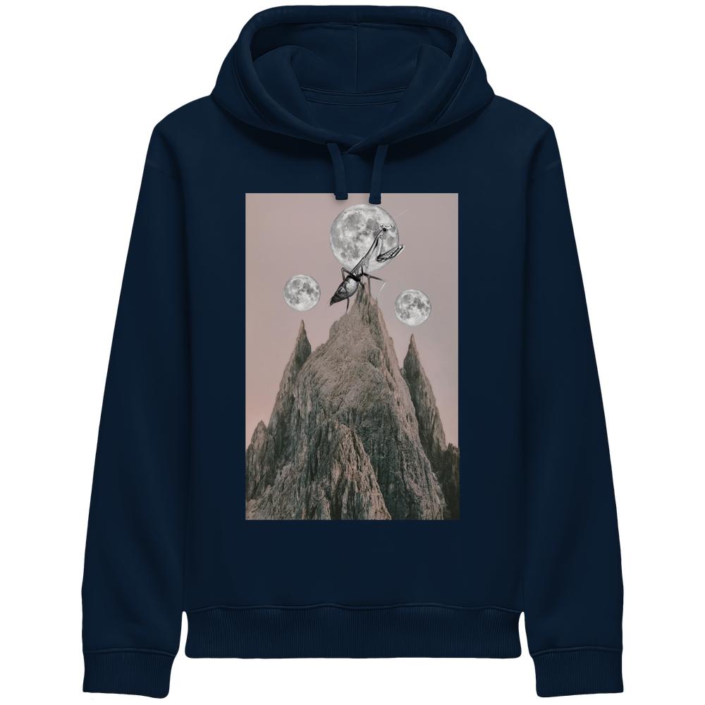 French Navy Hoodie mit Kapuze, Kängurutasche und großer Frontgrafik