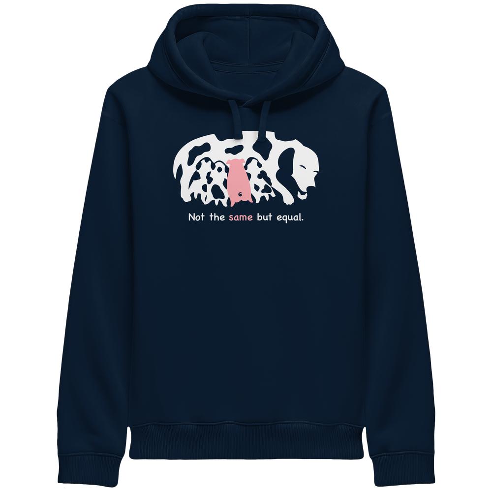 Dunkelblauer Hoodie mit Kapuze und Frontdruck, Kängurutasche
