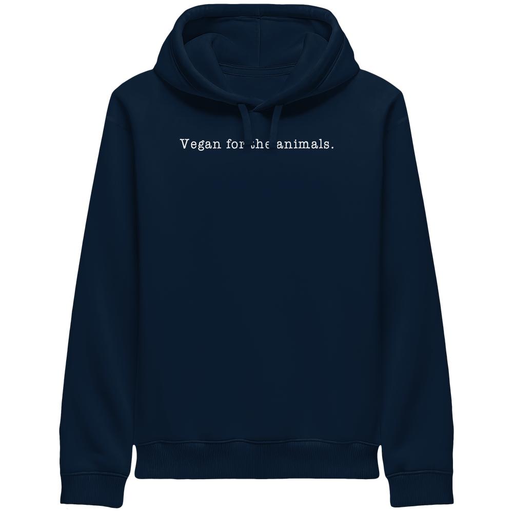 Dunkelblauer Kapuzenpullover mit Kordelzug und Frontdruck