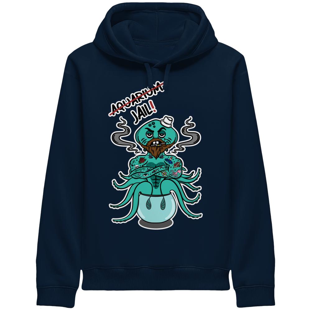 French-Navy Unisex-Hoodie mit Kapuze und großem Animal-Rechts-Tiergrafik-Print