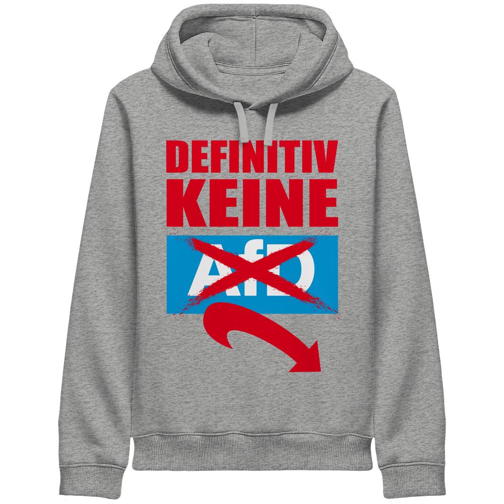 Grau melierte Hoodie mit Kapuze und Kängurutasche, großer Schriftprint „DEFINITIV KEINE“