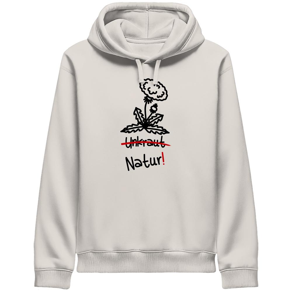 Hoodie in Vintage-Weiß mit Kapuze und Löwenzahn-Print auf der Vorderseite
