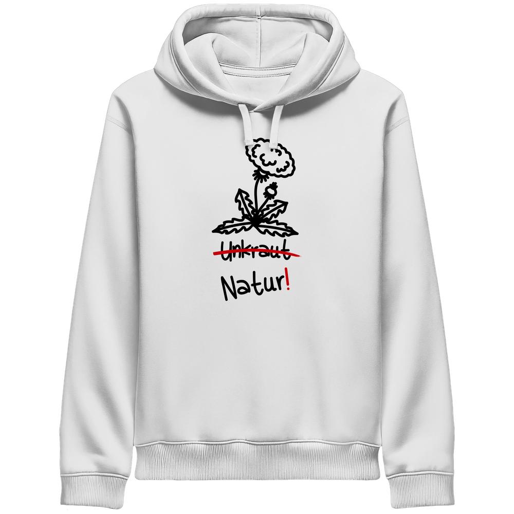Hoodie in Weiß mit Kapuze und Löwenzahn-Print auf der Vorderseite