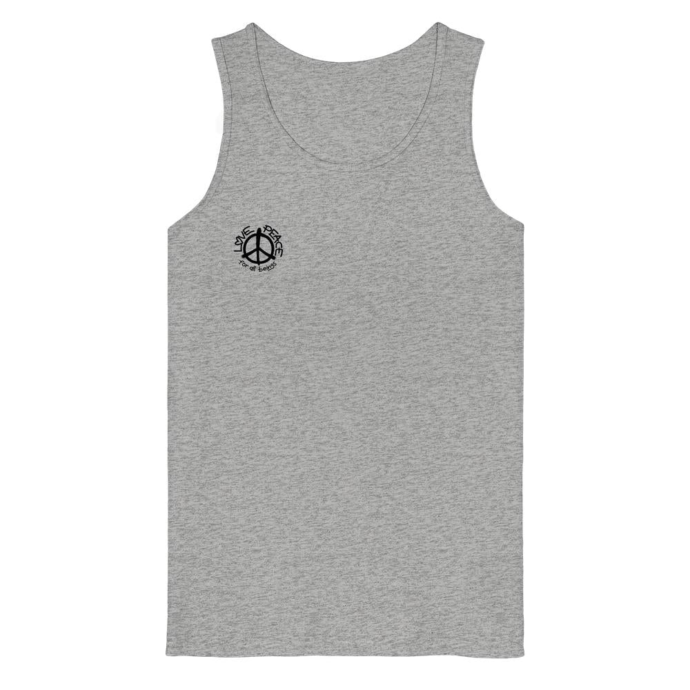 Grau meliertes Tanktop mit Rundhalsausschnitt und kleinem Print links