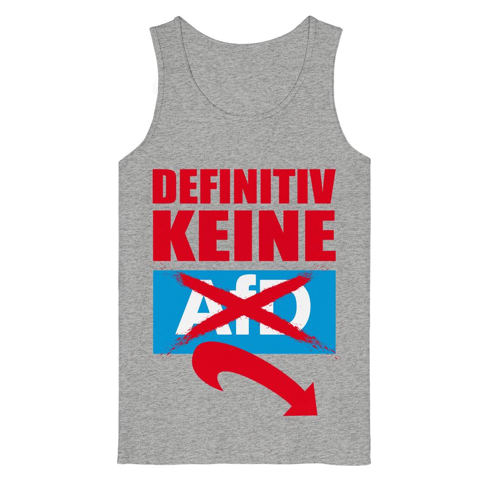 Tanktop in Hellgrau mit rundem Ausschnitt und Frontprint „DEFINITIV KEINE“
