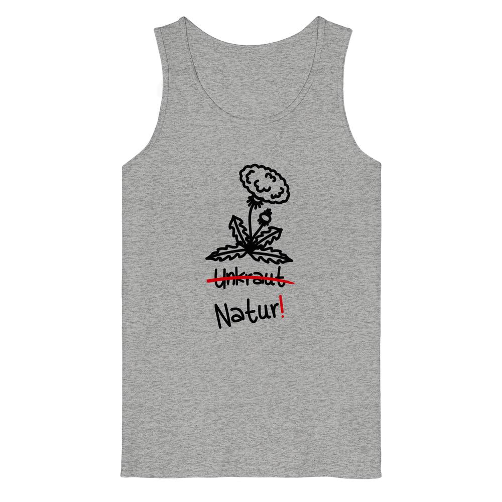 Grau meliertes Tanktop mit Löwenzahn-Aufdruck und Rundhalsausschnitt